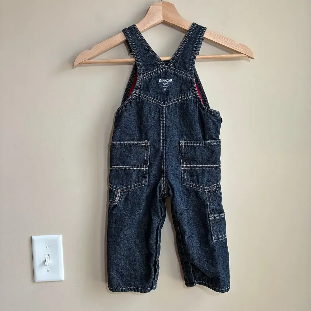 Oshkosh B'Gosh kids size 12 months denim overalls cotton jumpsuit trousers